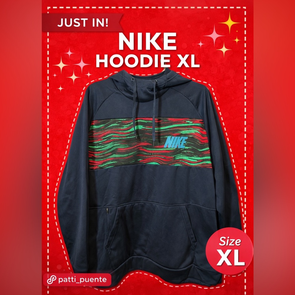 NIKE HOODIE XL Blue Multicolor Graphic Pullover hoodie